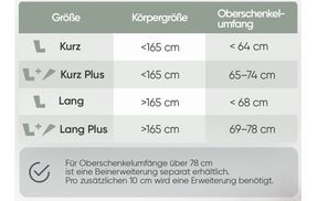 Größentabelle VENENWALKER PRO2